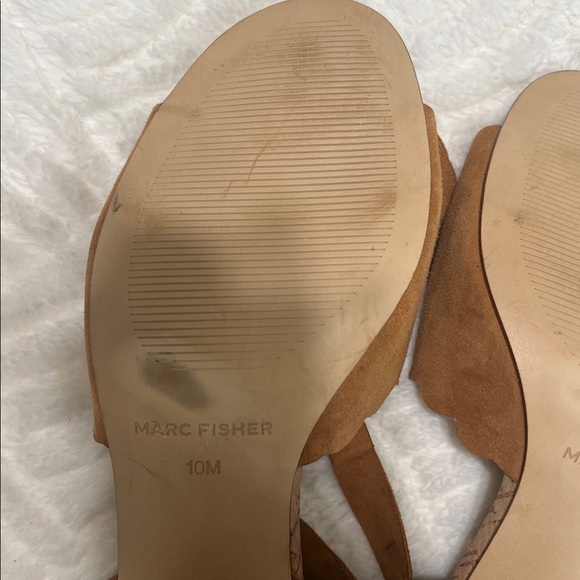 Marc Fisher “Piya” Suede Lace-Up Cork Block Heel Sandals | Tan | Sz 10 NWOB - Picture 8 of 10